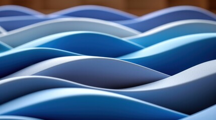 Wall Mural - Abstract Blue Waves, 3D Rendered