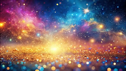 Wall Mural - Abstract galaxy background with colorful glitter and sparkles in vibrant golden pink and blue hues