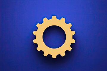 Digital Wireframe Gear Design on Royal Blue Background for Mechanical Engineering Project Development