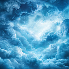 Wall Mural - the sky is filled with clouds, and the blue color is very bright. the clouds are scattered all over 