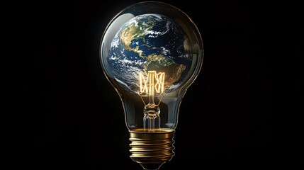 Wall Mural - Lightbulb featuring the Earth, promoting Earth Hour and the message to save energy by switching off lights for an hour.