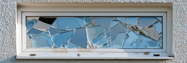 Canvas Print - A white UPVC window featuring shattered glass