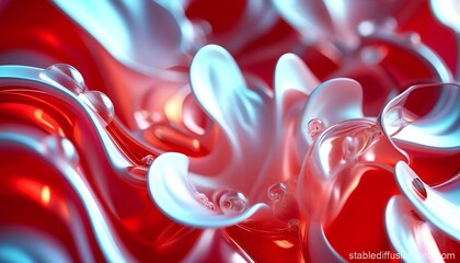 Abstract magical red background made of waves with vibrant colors, impressive visual effect and modern art style