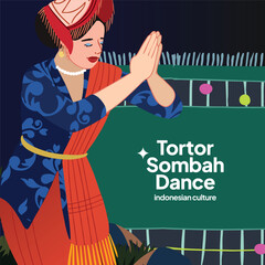 Isolated Indonesian North Sumatera flat design dancer