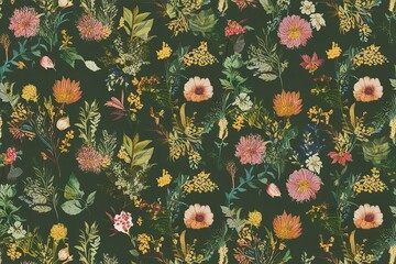 Sticker - Botanical Seamless Pattern for Home Decor and Fashion Applications