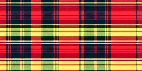 Canvas Print - Layered plaid texture check, short pattern tartan seamless. Customized fabric textile background vector in lime and red colors.