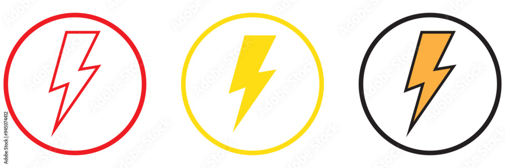 thunder bolt flash icon, flash lightning bolt icon - Electric power ...