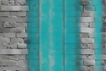 Wall Mural - Faded Turquoise Textured Background on Masonry Wall Design