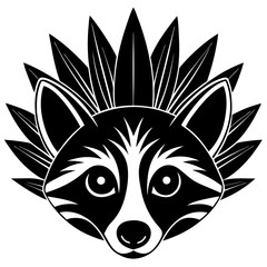 Sticker - raccoon head silhouette made of magus vector illustration  