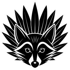 Sticker - raccoon head silhouette made  vector illustration 