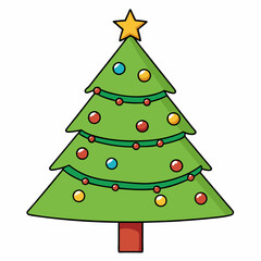 Sticker - decorative christmas tree white background