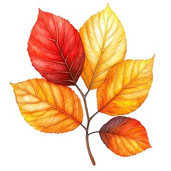 Wall Mural - A watercolor illustration captures the delicate beauty of an autumn leaves branch.