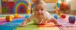 © doraclub - Adorable Baby Exploring and Developing Motor Skills on Colorful Play Mat with Soft Toy Weights