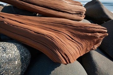 Wall Mural - Brown Driftwood on the Coast Isolated Natural Texture Element