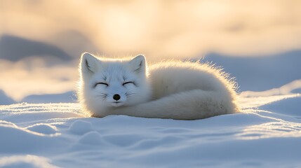 Canvas Print - Arctic Fox Resting in the Golden Hour