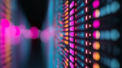 glowing matrix of secure network nodes and encrypted data streams