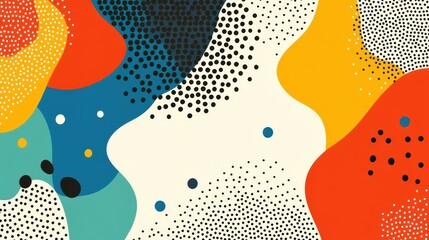 Poster - Explore unique dotted abstract forms with a modern twist, featuring distressed textures in a fun cartoon style.