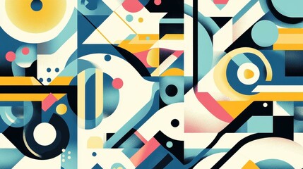 Wall Mural - A vibrant, geometric abstract background featuring flat design elements, perfect for modern visuals and captivating illustrations.