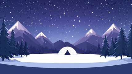 Wall Mural - Experience a unique night in a cozy igloo, surrounded by nature, under a sky lit up by stunning auroras. Adventure awaits