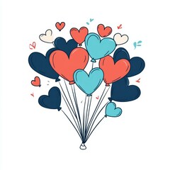 Poster - Adorn your space with handdrawn heartshaped balloons in soft colors, perfect for a romantic touch in a corporate setting.