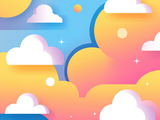 Poster - Experience a vibrant cloud layout with bold, high saturation colors, blending fluid graphics and a simple design for striking visuals.