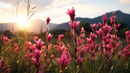 Canvas Print - Field of flowering grass  