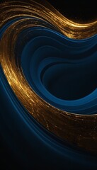 Flowing blue and golden wave on an elegant dark backdrop. Modern waves for wallpaper, poster and banner purposes. Ai generated images