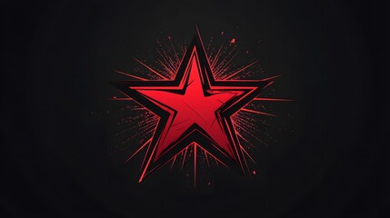 Sticker - Red Star with Black Background.