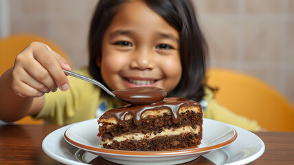 cute little kids eating cake,spoon feed,girl