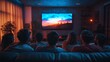 © liliyabatyrova - A group of people are watching a movie on a large screen in a living room