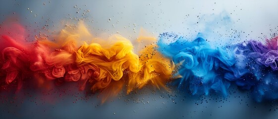 Wall Mural - a blue and yellow smoke. 