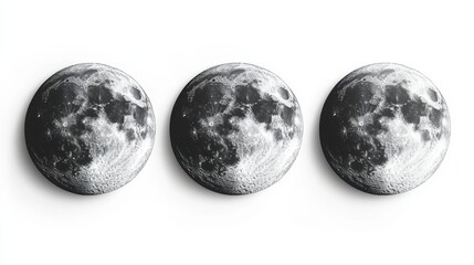 Full moon phases vector design set,This image is an image of the changing process of the moon,Moon phases banner,Symbol of Earth natural cycle,Astronomy and astrology,planets,blue moon,copy space.