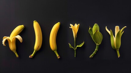 Wall Mural - Bananas and Flowers.