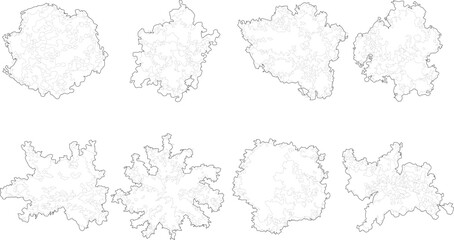 Tree plan outline silhouettes - top view 2