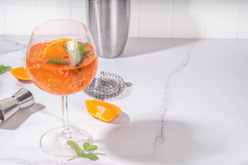 Glass of Aperol spritz cocktail