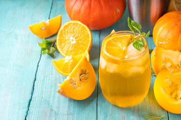 Pumpkin and orange autumn lemonade