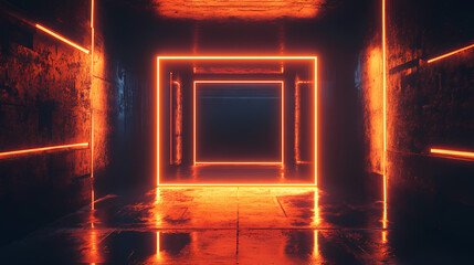 Canvas Print - Corridor under neon lights