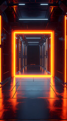 Canvas Print - Corridor under neon lights