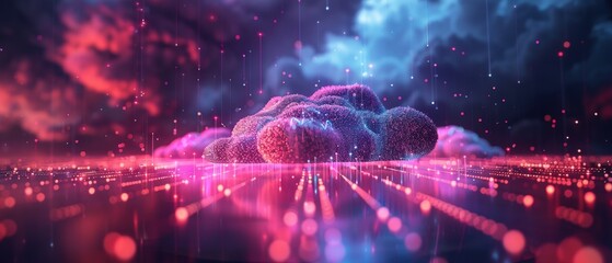 Wall Mural - Futuristic Ultra HD 3D Hologram of Cloud Network in 8K Resolution