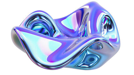 Wall Mural - Abstract 3D rendering of a metallic blue and purple object with a shiny surface.