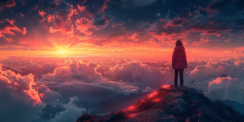 Wall Mural - spaceship flying over the earth