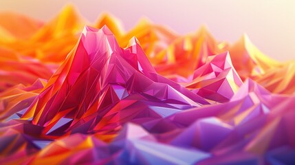 Canvas Print - Abstract polygonal background with pink, orange, and purple hues.