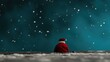 © artem - Solitary santa gazes at falling snow under a starry night sky