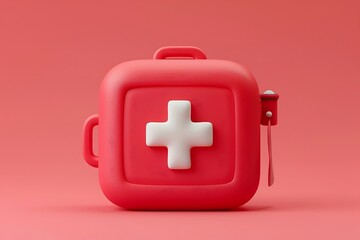 first aid kit isolated on white background. 3d render illustration.