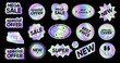 © Ilonka eva - Sticker hologram emblem holographic label set. color neon stickers,Holographic label with tags Mega Sale, New, super,Best choice,price. Shiny Iridescent neon gradient sale badges,marketing tags.Vector