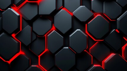 Wall Mural - Illustration of modern gray and red hexagons