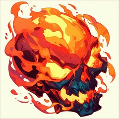 Wall Mural - Fiery Skull with Embers and Flames