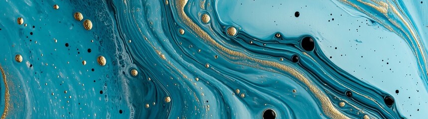 A marbleized, abstract background in blue creative colors. Adding gold paint to it gives the whole thing a luxurious look.