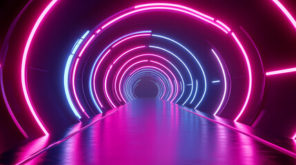 Canvas Print - Corridor under purple neon lights