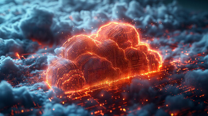 Wall Mural - 3d rendering of abstract background with glowing particles. Futuristic wave with depth of field and bokeh.